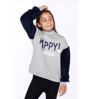 Toontoy Kız Çocuk Peluş Detaylı Baskılı Sweatshirt (Gri)