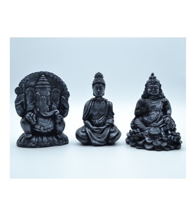 3'lü Set Budha Dekoratif Biblo Heykel Takımı (Gümüş)