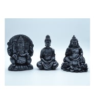 3'lü Set Budha Dekoratif Biblo Heykel Takımı (Gümüş)
