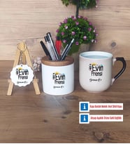 Evin Prensi Hediye Sepeti Kalemlik, Kupa Bardak Sihirli, Ahşap Anahtarlık Hediye (Model 2)