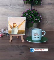 Paramedik Fotoğraflı Dekoratif Taş, Ahşap Altlıklı Türk Kahvesi Fincanı Hediye (Model 9)