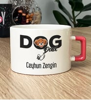 Kişiye Özel Dog Dad Hediye Lüks Fincan Köpek Babası (Pembe)