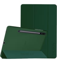 Galaxy Tab S7 FE / S8 Plus / S7 Plus Kılıf NEW PU Deri Smart Standlı Cas (Koyu Yeşil)