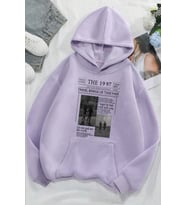 Unisex The 1997 Travel Baskılı Sweatshirt (Lila)