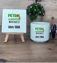 Petrol ve Doğalgaz Mühendisi Hediye Seti Kupa Bardak T Kulplu ve Dekoratif Taş Mühendisler Günü Hediyesi (Model 2)