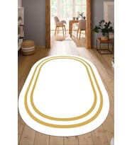 Dijital Baskılı Kaymaz Taban Yıkanabilir Oval Salon Halısı Mutfak Halısı Yolluk NDO-HT-433 (Gold)