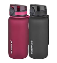 Uzspace 2'li Tritan Matara Seti 650 ml 14 Farklı Renk Seçeneği FiftyFifty (Kırmızı-Siyah)