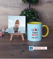 Fransızca Öğretmeni Fotoğraflı Dekoratif Taş, Kupa Bardak Beyaz Hediye Öğretmenler Günü Hediyesi (Model 7)