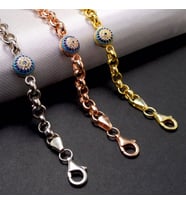 Nazar Boncuklu Bayan Gümüş Bileklik 3 Renk Seçeneği 6018628955996 (Bronz)