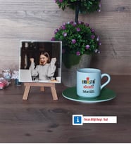 Endüstri Mühendisi Fotoğraflı Dekoratif Taş, Ahşap Altlıklı Türk Kahvesi Fincanı Hediye (Model 9)