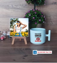 Kadın Öğretmene Hediye Fotoğraflı Dekoratif Taş, Kupa Bardak Beyaz Hediye (Model 12)