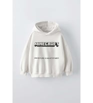 ERKEK ÇOCUK MINECRAFT MODELLİ PAMUK KAPŞONLU SWEAT (Ekru)