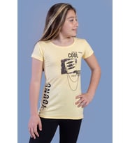 Toontoy Kız Çocuk T-Shirt Göğsü Lazer Kesim (Sarı)