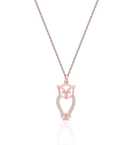 925 Ayar  Zirkon Taşlı Baykuş Kolye (Rose)