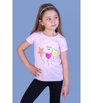 Toontoy Kız Çocuk Beautıful Today Baskılı Pul İşlemeli Tişört (Pembe)