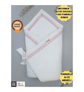 S.kahve Bebek Battaniyesi %100 Pamuklu Doğal Organik Uyku Kundağı Hastane Çıkışı Yenidoğan Hediyelik (Lila)