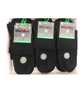 Dündar Erkek Bambu Plus Konç Patik Diyabetik Çorap 5985 - 12 Adet  (Siyah)