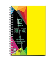 8+4 Ayraçlı Defter 12 Konulu 300 Yaprak 1 Adet 8 Kareli 4 Çizgili Spralli Plastik Kapak Seperatörlü (Sarı)