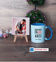 Abiye Hediye Fotoğraflı Dekoratif Taş, Kupa Bardak Beyaz Hediye (Model 4)