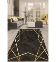 Dijital Kaymaz Taban Yıkanabilir Modern Renkli Salon Halısı Mutfak Halısı Yolluk ND-HT-1097 (Gold)