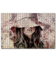 Cakapuzzle Mektup Zeminde Gizemli Şapkalı Genç Kız  Puzzle Yapboz MDF (Ahşap) (500 Parça)