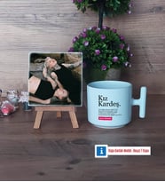 Kız Kardeş Fotoğraflı Dekoratif Taş, Kupa Bardak Beyaz Hediye (Model 12)