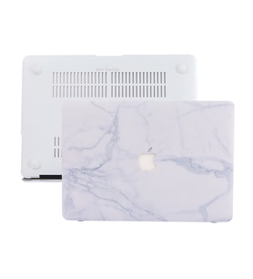 MacBook Pro Retina Kılıf HardCase A1425 A1502 2012/2015 Uyumlu Kılıf Mermer06 (Beyaz - Gümüş)