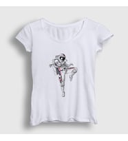 Presmono Kadın Sarı Muay Thai Astronaut Uzay T-Shirt 352888tt (Beyaz)