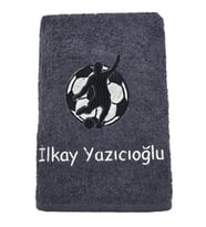 İsimli Futbol Temalı Antreman Havlusu 50x90 cm (Siyah)