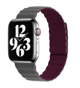Apple Watch 44/45/46/49mm Kordon Renkli Strap Deri Loop Kordon 2/3/4/5/6/se/7/8/ (Gri-Kırmızı)