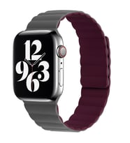 Apple Watch 44/45/46/49mm Kordon Renkli Strap Deri Loop Kordon 2/3/4/5/6/se/7/8/ (Gri-Kırmızı)