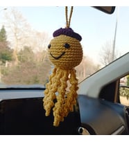 Amigurumi Sevimli Ahtapot El Emeği Araba Süsü Dikiz Aynası (Kahverengi)