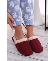 U050 Unisex Kışlık Ev İçi Terliği Kürklü Yünlü Kışlık Terlik (Bordo)