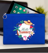BK Gİft Yaz Temalı-4 Tablet Çantası 30x21cm(12 Renk Seçeneği), Ipad Çantası, Baskılı Tablet Kılıfı (Mavi)