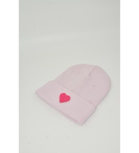 Moxxo Sevgililer Günü Özel Koleksiyonu Pembe Kalp Figürlü Gri Renk Unisex Erkek/Kadın Bere (Pembe)