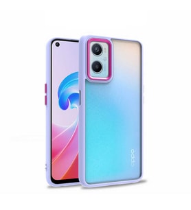 Oppo A76 Kılıf Zore Flora Buton,Kenar Çevresi Renkli Kılıf (Lila)