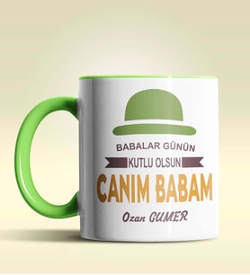 Kişiye Özel Canım Babam 3 Tasarımlı Siyah Kupa Bardak (Yeşil)