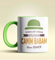 Kişiye Özel Canım Babam 3 Tasarımlı Siyah Kupa Bardak (Yeşil)
