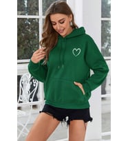 Unisex Heart Baskılı Oversize Sweatshirt (Yeşil)