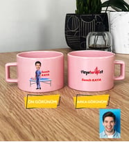 Kişiye Özel Karikatürlü Fizyoterapist Hediye Pastel Fincan Erkek Fizyoterapiste Tıp Bayramı Hediyesi (Pembe)