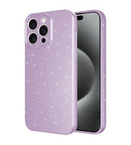 Apple iPhone 15 Pro Max Kılıf Kamera Korumalı Simli Lüks Işıltılı Silikon (Lila)