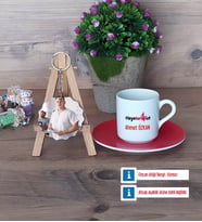 Fizyoterapist Türk Kahvesi Fincanı Ahşap Altlıklı ve Fotoğraflı Ahşap Anahtarlık Hediye (Model 3)