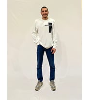 Erkek Bisiklet Yaka Rahat Kalıp 3 iplik Kalın W.Brooklyn Baskılı  Sweatshirt SPR24SW31 (Ekru)