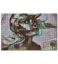 Cakapuzzle Renkli Siyahi Kadın Portre Duvar Boyama  Puzzle Yapboz MDF (Ahşap) (1000 Parça)