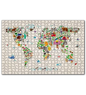 Cakapuzzle Dünya Haritası Ülkeler ve Simgeleri  Puzzle Yapboz MDF (Ahşap) (1000 Parça)
