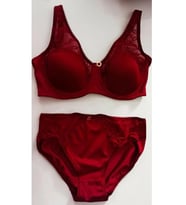 Le Jardin 5035-B Desteksiz-Balenli Soft Kaplı Dantel Geniş Askı Sütyen Takımı (Bordo)