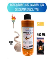 Sağdıç Saraciye Kandil Yağı Kokusuz Dumansız Iç Mekan Kandil Sıvısı 400ml +50cm Fitil kndlsagdc01 (Sarı)