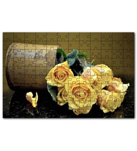 Cakapuzzle Ahşap Vazodan Dökülen Sarı Güller Puzzle Yapboz MDF (Ahşap) (1000 Parça)