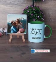 Babaya Hediye Fotoğraflı Dekoratif Taş, Kupa Bardak Beyaz Hediye (Model 14)