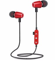 Platoon MS-T14 Hafıza Kartı Takılabilir Metal Bluetooth Kulak içi Kulaklık Sporcu Koşu Kulaklığı (Kırmızı)